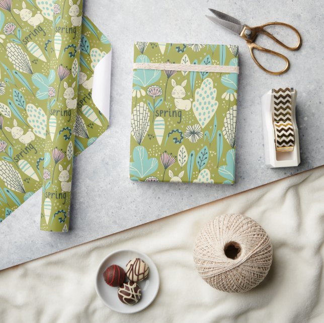 Frühlingshasen-Natur Geschenkpapier (Kunsthandwerk)