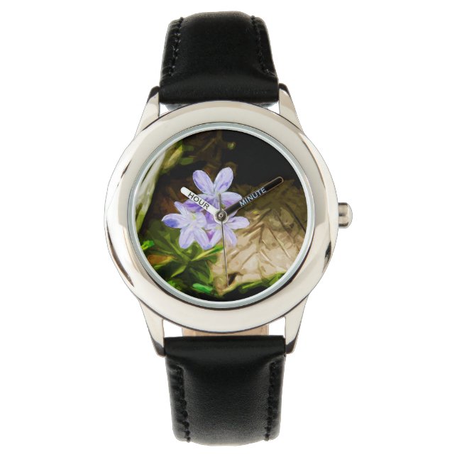 Frühlingshauty eine Wildblume Abstrakt Impressioni Armbanduhr (Vorderseite)
