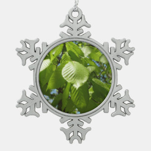 Frühlingshbse Verlasse Grünbäume Schneeflocken Zinn-Ornament