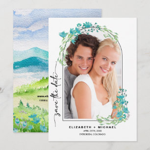 Frühlingshirge Wildblumen Foto Hochzeit Save The Date
