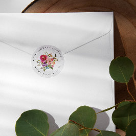 Frühlingshitz | Botanische Bouquet-Rücksendeadress Runder Aufkleber