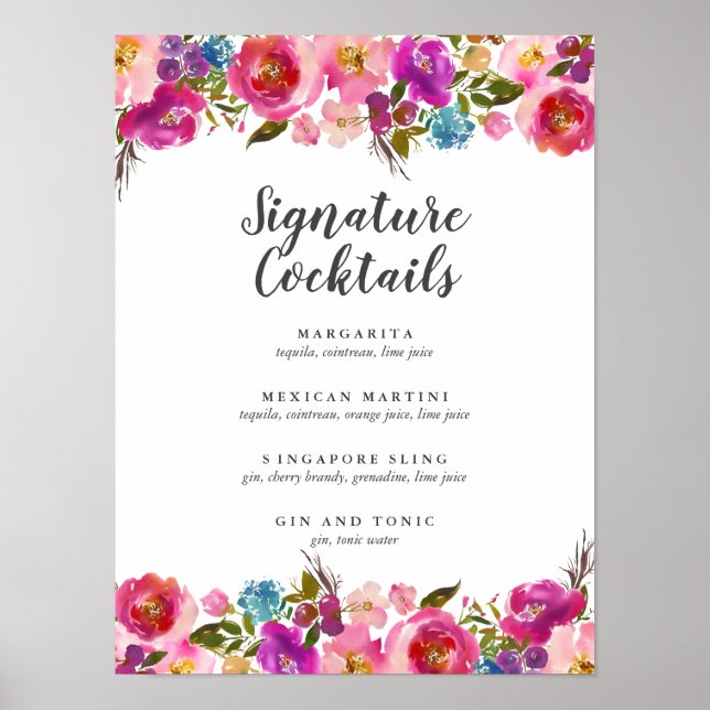 Frühlingshitz | Pink Floral Signature Cocktail Men Poster (Vorne)