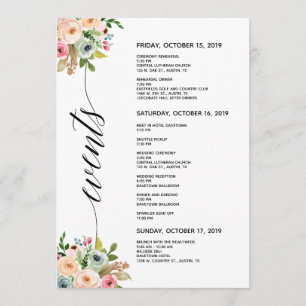 Frühlingshochzeit Elegante Calligrafy - Wanderkart Programm