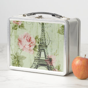 Frühlingsholz Rosa Blumenzauber, Periseiffelturm Metall Brotdose