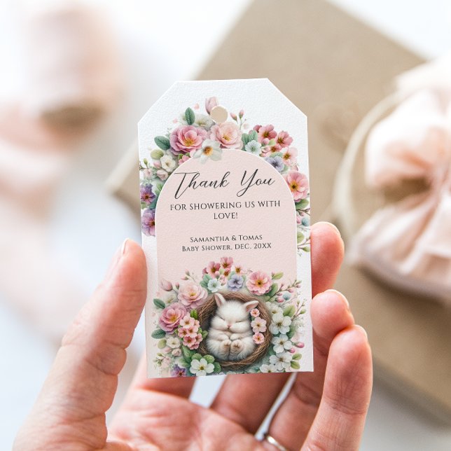 Frühlingshügel Rosa Blumenstrauß Baby Girl Dusche Geschenkanhänger (Von Creator hochgeladen)