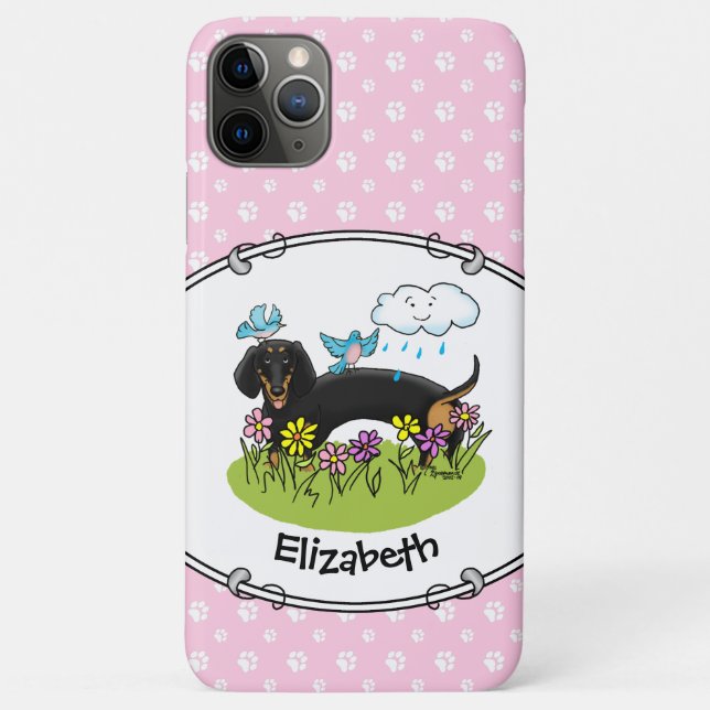 Frühlingshund Dackel (schwarz und braun) Niedlich Case-Mate iPhone Hülle (Rückseite)
