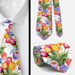 Frühlingshuppen Farbenfrohe Regenbogen Wasserfarbe Krawatte<br><div class="desc">Diese Federtulips Blume Krawatte fügen Ihrem Kleiderschrank einen farbenfrohen Berg hinzu. Ideal für lässige Anzüge oder für eine farbenfrohe Hochzeit.</div>