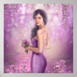 FrühlingsIllustration schöne Fantasy-Frau mit p Poster