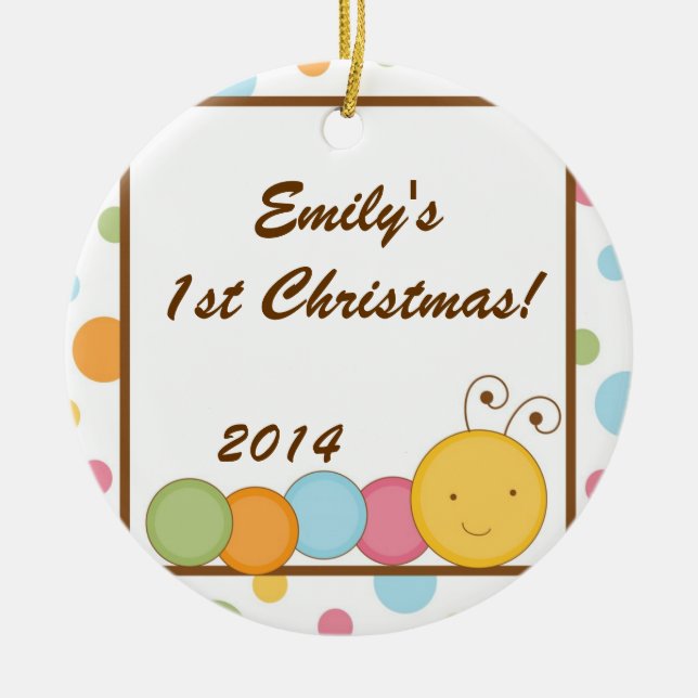 Frühlingsinsekt Wurm Personalisierter Name Ornamen Keramikornament (Vorne)