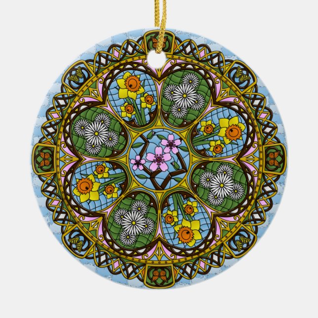 FrühlingsJugendstildekoration Keramik Ornament (Vorne)