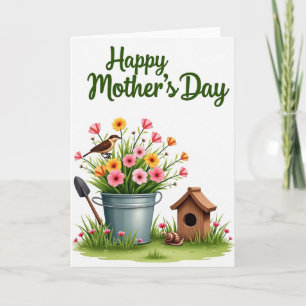 Frühlingskarte mit Blumenkübel Karte