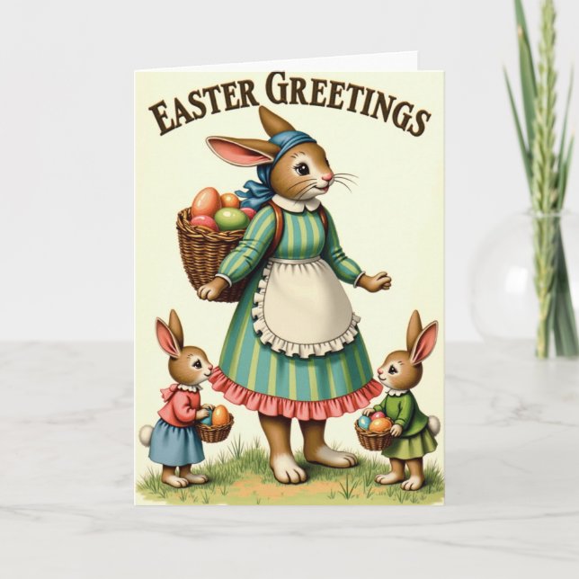 Frühlingskarte mit festlichen Hasen Karte (Vorderseite)