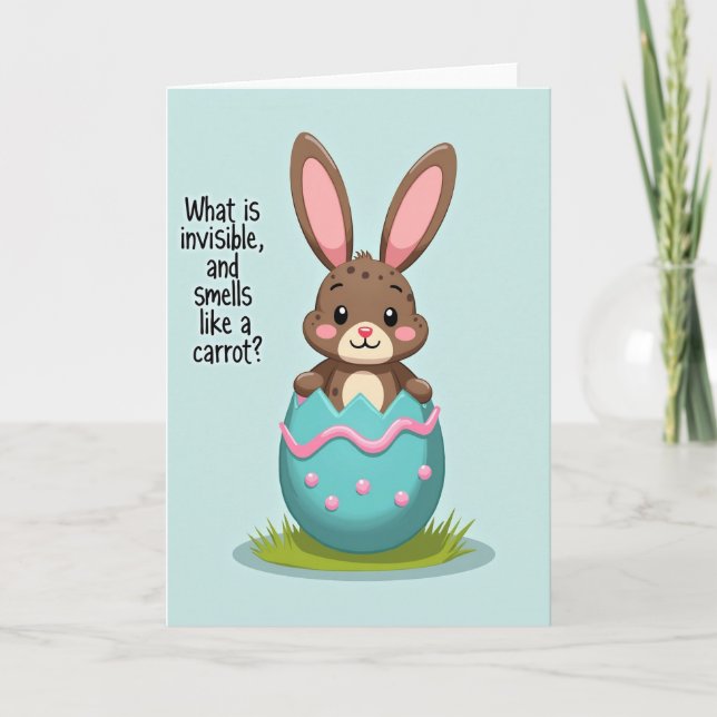 Frühlingskarte mit Hasen-Rätsel Karte (Vorderseite)