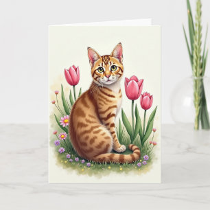 Frühlingskarte mit roter Katze Karte