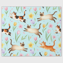 Frühlingskatzenparade – Springende Katzen & Blüten