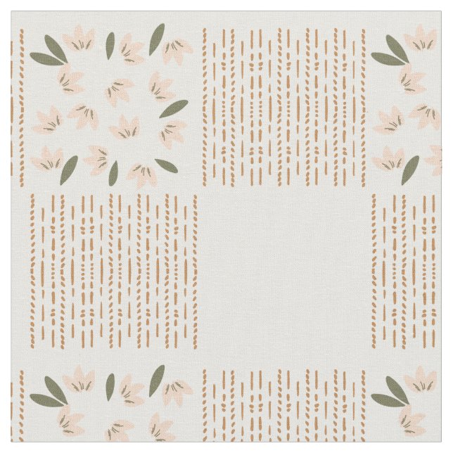 Frühlingskleine Blumen Blockdruck Stoff (Nahaufnahme)