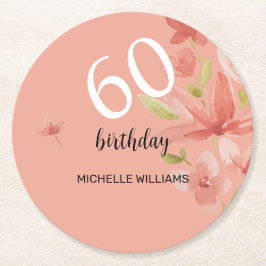 Frühlingskoral Lebhafter Garten Wasserfarben Runder Pappuntersetzer