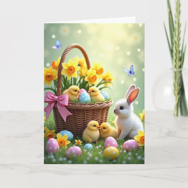 Frühlingskorb Szene Karte (Vorderseite)