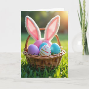 Frühlingskorb-Überraschung-Postkarte Karte