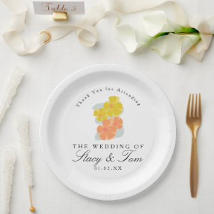 Frühlingskosmos Blütenhandgezeichnete Hochzeit Pappteller