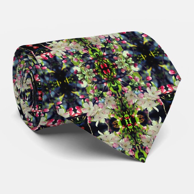 Frühlingskrabapfel blüht Abstraktes Muster Krawatte (Gerollt)