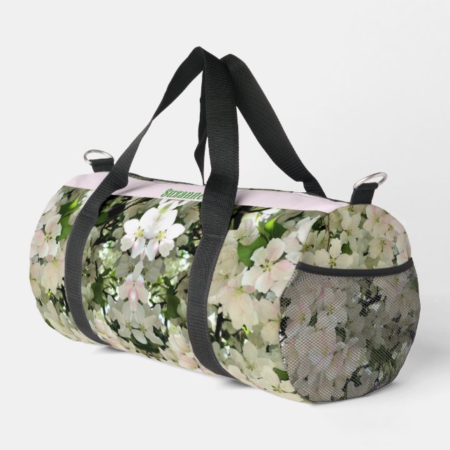 Frühlingskrabappel-Blume blüht Personalisiert Duffle Bag (Rechte Ecke)