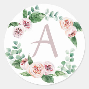 Frühlingskranz aus Pfingstrosen mit anpassbarem Bu Runder Aufkleber