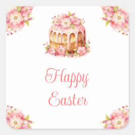 Frühlingskuchen Ostern Brunch Quadratischer Aufkleber