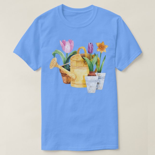 Frühlingskulpturen und Narzissen T-Shirt (Design vorne)