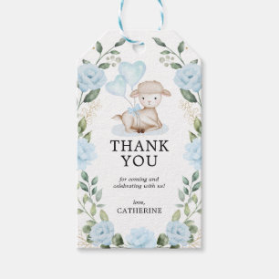 Frühlingslamm Blue Floral Baby Dusche Geburtstag Geschenkanhänger