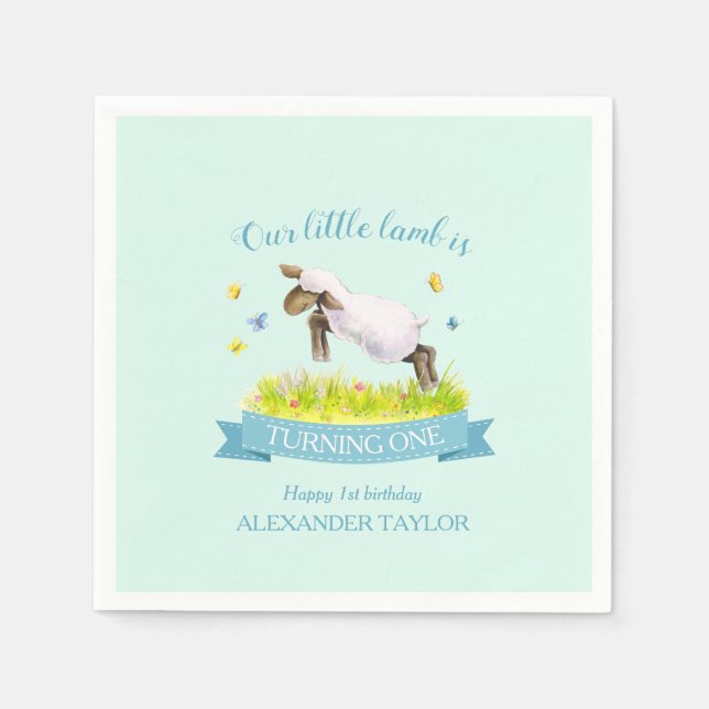 Frühlingslamm, das niedlichen 1. Geburtstag ausläs Serviette (Vorderseite)