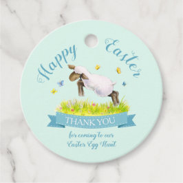 Frühlingslamm niedlich Aqua Blue Oaster Vielen Dan Geschenkanhänger