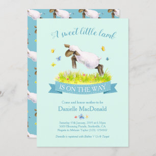 Frühlingslamm überspringen niedliche Babydusche Ei Einladung