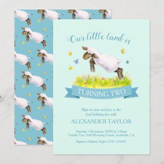 Frühlingslamm überspringen niedliche Einladung zum