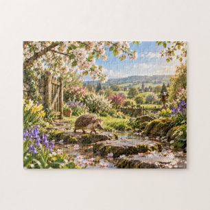 Frühlingslandschaft-Igel-Design Puzzle
