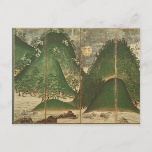 Frühlingslandschaft mit Sonne Postkarte