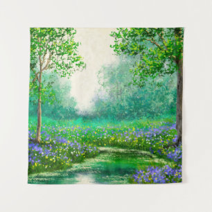 Frühlingslandschaft Ölmalerei, Wald. Wandteppich