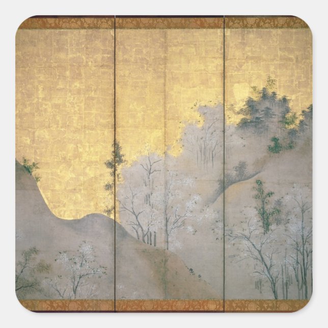 Frühlingslandschaft Quadratischer Aufkleber (Vorderseite)