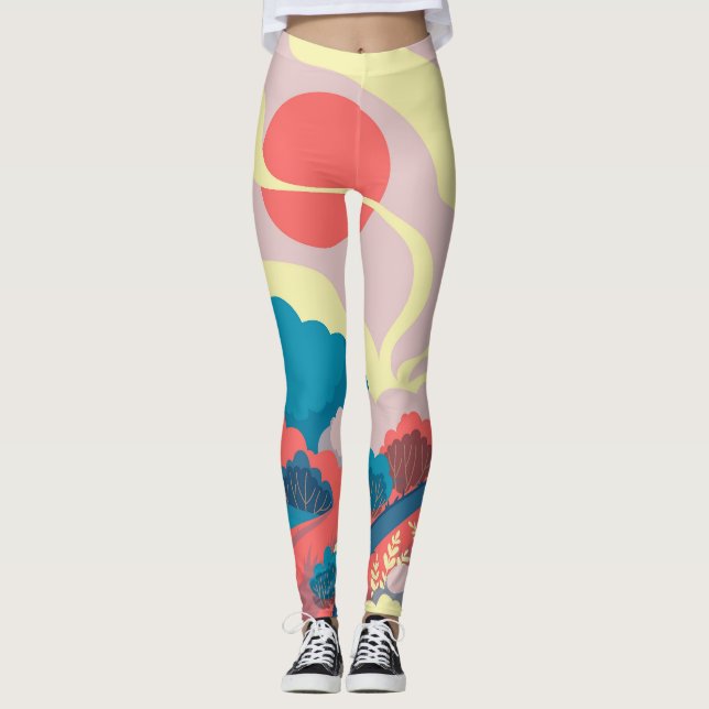 Frühlingslandschaft: Vintage Landschaft Leggings (Vorderseite)