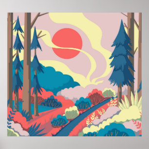 Frühlingslandschaft: Vintage Landschaft Poster