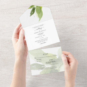 Frühlingslaub-Schwung-Initialen All In One Einladung