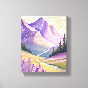 Frühlingslavendel Glacier National Park Aquarell Leinwanddruck