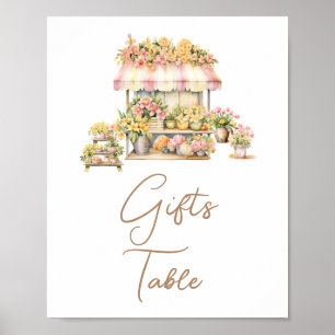 Frühlingsliebe in Blüte Brautparty-Geschenktisch Poster