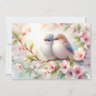 Frühlingsliebesvögel Kirschblüten Floral Ankündigung