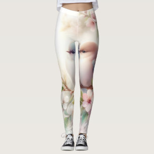 Frühlingsliebesvögel Kirschblüten Floral Leggings