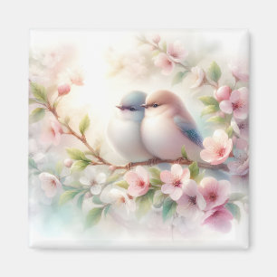 Frühlingsliebesvögel Kirschblüten Floral Magnet