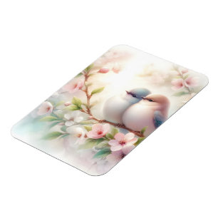 Frühlingsliebesvögel Kirschblüten Floral Magnet