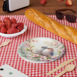 Frühlingsliebesvögel Kirschblüten Floral Pappteller
