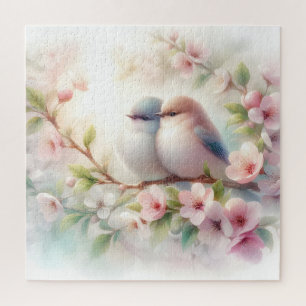 Frühlingsliebesvögel Kirschblüten Floral Puzzle