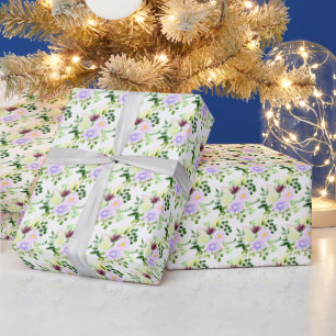 Frühlingslila Blumen mit Laub Geschenkpapier